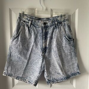 Blue and White Relaxed Denim Shorts with Faded Texture